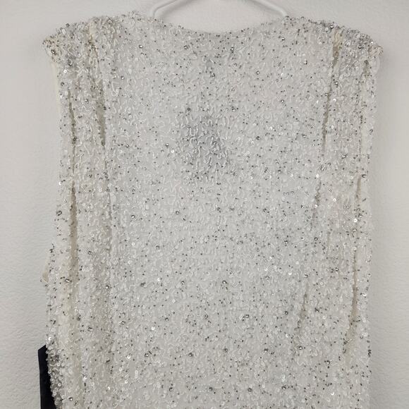 Retrofete Carnegie Sequin Dress in Crystal White Size XL NWT Beaded - Picture 8 of 13
